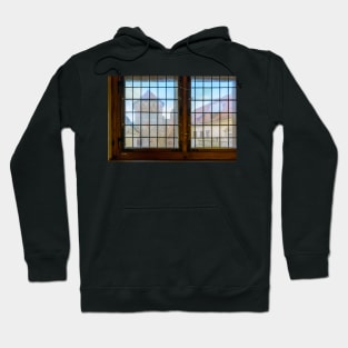 Ruins and tower of castle through vintage stained-glass window Hoodie